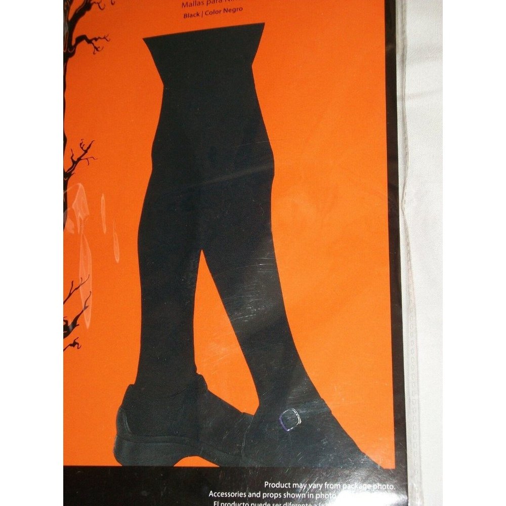 Halloween Costume Child's Black Tights Witch Pumpkin Girls Tall Waist 27"-32"